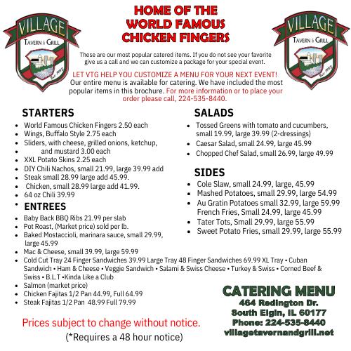 Village Tavern & Grill of South Elgin Menu image 2